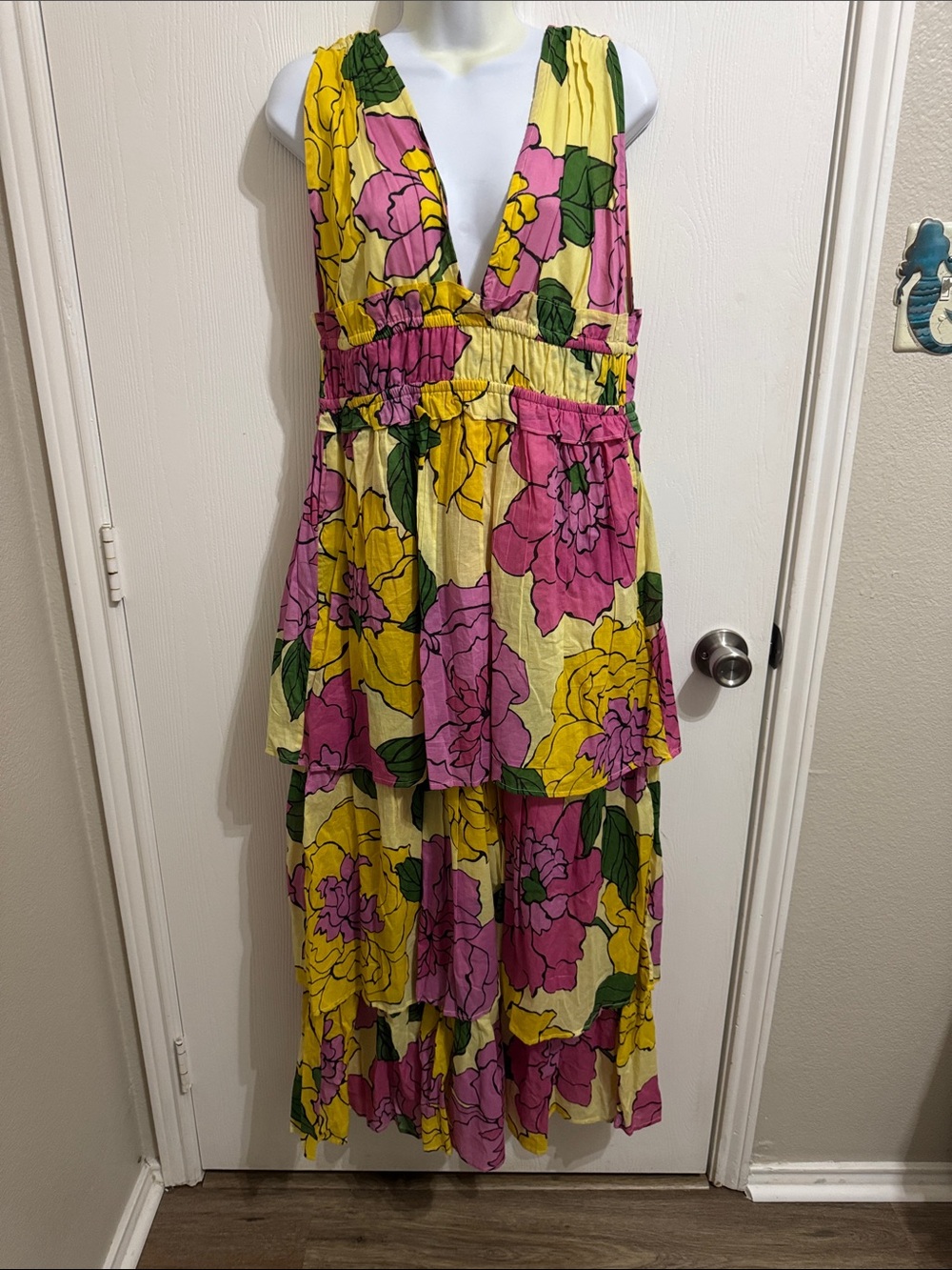 Banjanan Frankie NWT Vibrant Floral Sleeveless Maxi Dress Medium Cotton Summer